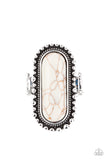 Sedona Scene - White Ring - Paparazzi Accessories Ring Bedazzle Me Pretty Mobile Fashion Boutique