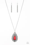 Sedona Solstice - Red Necklace - Paparazzi Accessories Necklace Bedazzle Me Pretty Mobile Fashion Boutique