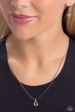 Seize the Initial - Silver - G Necklace - Paparazzi Accessories Necklace Bedazzle Me Pretty Mobile Fashion Boutique