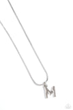 Seize the Initial - Silver - M Necklace - Paparazzi Accessories Necklace Bedazzle Me Pretty Mobile Fashion Boutique