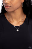 Seize the Initial - Silver - M Necklace - Paparazzi Accessories Necklace Bedazzle Me Pretty Mobile Fashion Boutique