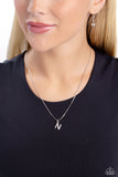 Seize the Initial - Silver - N Necklace - Paparazzi Accessories Necklace Bedazzle Me Pretty Mobile Fashion Boutique