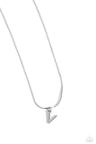 Seize the Initial - Silver - V Necklace - Paparazzi Accessories Necklace Bedazzle Me Pretty Mobile Fashion Boutique