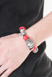 Seize The Season - Red Bracelet - Paparazzi Accessories Bracelet Bedazzle Me Pretty Mobile Fashion Boutique