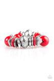 Seize The Season - Red Bracelet - Paparazzi Accessories Bracelet Bedazzle Me Pretty Mobile Fashion Boutique