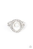 Seize the Shimmer - White Ring - Paparazzi Accessories Ring Bedazzle Me Pretty Mobile Fashion Boutique