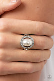 Seize the Shimmer - White Ring - Paparazzi Accessories Ring Bedazzle Me Pretty Mobile Fashion Boutique