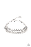 Seize the Sizzle - White Bracelet - Paparazzi Accessories Bracelet Bedazzle Me Pretty Mobile Fashion Boutique
