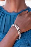 Seize the Sizzle - White Bracelet - Paparazzi Accessories Bracelet Bedazzle Me Pretty Mobile Fashion Boutique