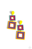 Seize the Squares - Multi Post Earrings - Paparazzi Accessories Post Earrings Bedazzle Me Pretty Mobile Fashion Boutique