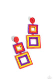 Seize the Squares - Red Post Earrings - Paparazzi Accessories Post Earrings Bedazzle Me Pretty Mobile Fashion Boutique
