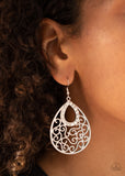Seize The Stage - White Earrings - Paparazzi Accessories Earrings Bedazzle Me Pretty Mobile Fashion Boutique