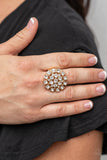 SELFIE-Confidence - Gold Ring - Paparazzi Accessories Ring Bedazzle Me Pretty Mobile Fashion Boutique