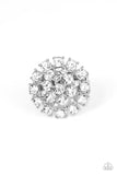SELFIE-Confidence - White Ring - Paparazzi Accessories Ring Bedazzle Me Pretty Mobile Fashion Boutique