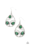 Send the BRIGHT Message - Green Earrings - Paparazzi Accessories Earrings Bedazzle Me Pretty Mobile Fashion Boutique