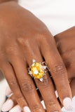 Sensational Sparkle - Yellow Ring - Paparazzi Accessories Ring Bedazzle Me Pretty Mobile Fashion Boutique