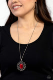 Sentimental Sabbatical - Red Necklace - Paparazzi Accessories Necklace Bedazzle Me Pretty Mobile Fashion Boutique