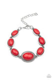 Serene Stonework - Red Bracelet - Paparazzi Accessories Bracelet Bedazzle Me Pretty Mobile Fashion Boutique
