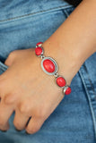 Serene Stonework - Red Bracelet - Paparazzi Accessories Bracelet Bedazzle Me Pretty Mobile Fashion Boutique