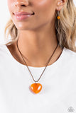 Serene Sweetheart - Orange Necklace - Paparazzi Accessories Necklace Bedazzle Me Pretty Mobile Fashion Boutique