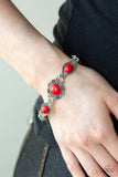 Serenely Southern - Red Bracelet - Paparazzi Accessories Bracelet Bedazzle Me Pretty Mobile Fashion Boutique