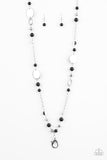 Serenely Springtime - Black Lanyard - Paparazzi Accessories Lanyard Bedazzle Me Pretty Mobile Fashion Boutique