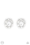 Serious Star Power - White Clip-On Earrings - Paparazzi Accessories Clip-On Earrings Bedazzle Me Pretty Mobile Fashion Boutique