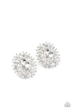 Serious Star Power - White Post Earrings - Paparazzi Accessories Post Earrings Bedazzle Me Pretty Mobile Fashion Boutique
