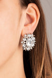Serious Star Power - White Post Earrings - Paparazzi Accessories Post Earrings Bedazzle Me Pretty Mobile Fashion Boutique