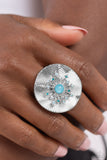 Seriously SUNBURST - Blue Ring - Paparazzi Accessories Ring Bedazzle Me Pretty Mobile Fashion Boutique