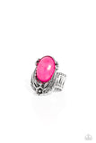 Serrated Style - Pink Ring - Paparazzi Accessories Ring Bedazzle Me Pretty Mobile Fashion Boutique