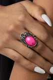 Serrated Style - Pink Ring - Paparazzi Accessories Ring Bedazzle Me Pretty Mobile Fashion Boutique