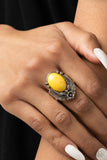 Serrated Style - Yellow Ring - Paparazzi Accessories Ring Bedazzle Me Pretty Mobile Fashion Boutique