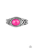 Set In Stone - Pink Ring - Paparazzi Accessories Ring Bedazzle Me Pretty Mobile Fashion Boutique