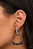 Set Into Motion - Black Post Earrings - Paparazzi Accessories Post Earrings Bedazzle Me Pretty Mobile Fashion Boutique
