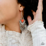 Shady Oasis - Orange Earrings - Paparazzi Accessories Earrings Bedazzle Me Pretty Mobile Fashion Boutique