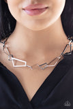 Shattering Records - Silver Necklace - Paparazzi Accessories Necklace Bedazzle Me Pretty Mobile Fashion Boutique