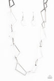 Shattering Records - Silver Necklace - Paparazzi Accessories Necklace Bedazzle Me Pretty Mobile Fashion Boutique