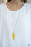 She QUILL Be Loved - Yellow Necklace - Paparazzi Accessories Necklace Bedazzle Me Pretty Mobile Fashion Boutique