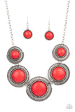 She Went West - Red Necklace - Paparazzi Accessories Necklace Bedazzle Me Pretty Mobile Fashion Boutique