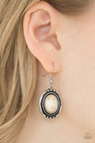 Shifting Sands - White Earrings - Paparazzi Accessories Earrings Bedazzle Me Pretty Mobile Fashion Boutique