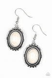 Shifting Sands - White Earrings - Paparazzi Accessories Earrings Bedazzle Me Pretty Mobile Fashion Boutique