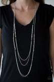 Shimmer Showdown - Silver Necklace - Paparazzi Accessories Necklace Bedazzle Me Pretty Mobile Fashion Boutique