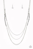 Shimmer Showdown - Silver Necklace - Paparazzi Accessories Necklace Bedazzle Me Pretty Mobile Fashion Boutique
