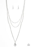 Shimmer Showdown - White Lanyard Earrings - Paparazzi Accessories Lanyard Bedazzle Me Pretty Mobile Fashion Boutique