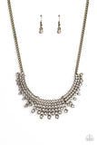 Shimmering Song - Brass Necklace - Paparazzi Accessories Necklace Bedazzle Me Pretty Mobile Fashion Boutique