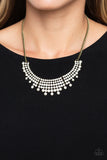 Shimmering Song - Brass Necklace - Paparazzi Accessories Necklace Bedazzle Me Pretty Mobile Fashion Boutique