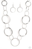 Shimmering Symphony - Silver Necklace - Paparazzi Accessories Necklace Bedazzle Me Pretty Mobile Fashion Boutique