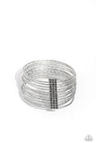 Shimmery Silhouette - Silver Bracelet - Paparazzi Accessories Bracelet Bedazzle Me Pretty Mobile Fashion Boutique