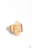 Shimmery Sovereign - White Ring - Paparazzi Accessories Ring Bedazzle Me Pretty Mobile Fashion Boutique